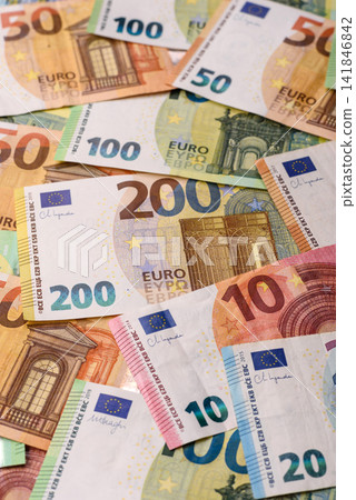 Paper cash euro as a means of payment and exchange in Europe. Euro banknotes Paper cash euro as a means of payment and exchange in Europe. Euro banknotes 141846842