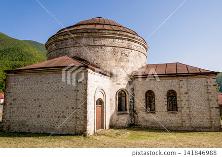 Old stone Muslim Islamic mosque architecture in small village in Azerbaijan Old stone Muslim Islamic mosque architecture in small village in Azerbaijan 141846988