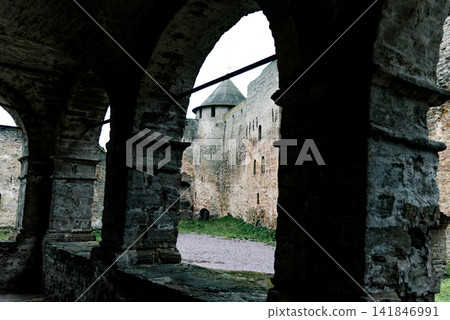 Ivangorod Fortress old town stone heritage fortification building, Russia Ivangorod Fortress old town stone heritage fortification building, Russia 141846991