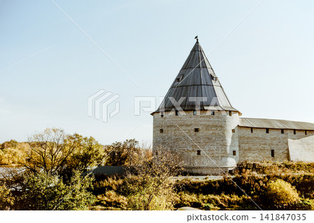 Fortress Old Ladoga town stone heritage fortification building bastion, Russia Fortress Old Ladoga town stone heritage fortification building bastion, Russia 141847035