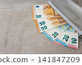 Leader silver partmone with euro money. Bills in the wallet for commerce concept. 141847209