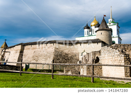 Holy Trinity Cathedral orthodox christianity temple in Pskov Kremlin, Russia Holy Trinity Cathedral orthodox christianity temple in Pskov Kremlin, Russia 141847280