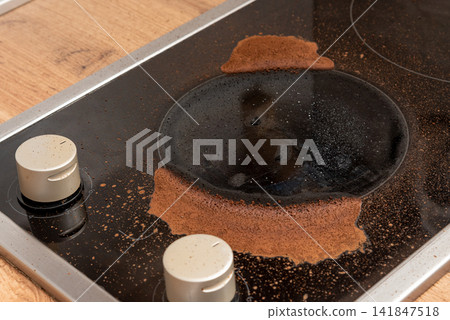 Coffee ran away from turk cezve, caffeine soot kitchen cooker, cooking incident Coffee ran away from turk cezve, caffeine soot kitchen cooker, cooking incident 141847518