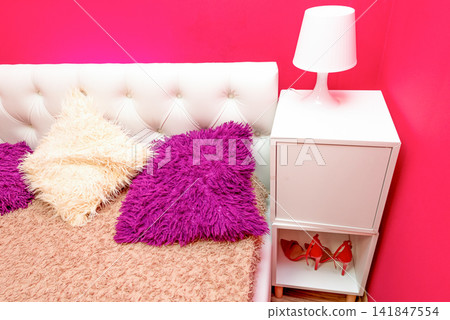 Style cozy bedroom interior details bed modern residential apartment flat home Style cozy bedroom interior details bed modern residential apartment flat home 141847554