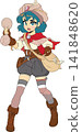 A young female adventurer stands confidently, holding a rolled-up map and gazing with wide-eyed wonder. A young female adventurer stands confidently, holding a rolled-up map and gazing with wide-eyed wonder. 141848620