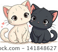 A charming illustration of two adorable kittens, one white and one black, sitting close together. A charming illustration of two adorable kittens, one white and one black, sitting close together. 141848627