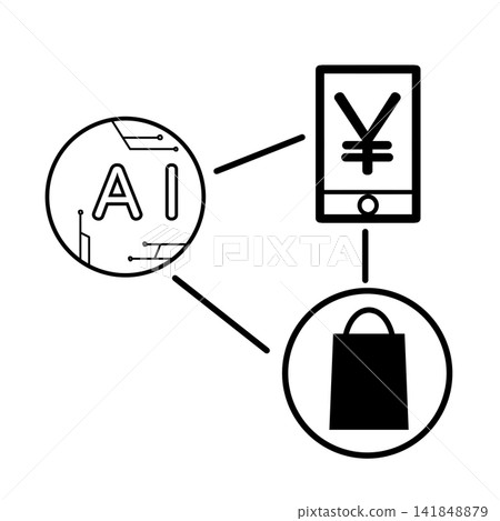 一張圖表展示了人工智慧、智慧型手機支付和購物之間的關係。 一張圖表展示了人工智慧、智慧型手機支付和購物之間的關係。 141848879