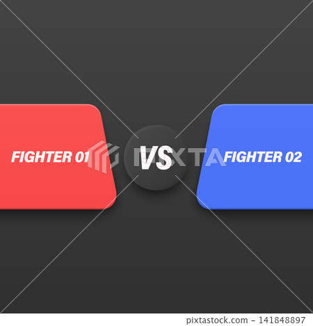 Versus Square Black Banner, Vector Illustration. Red vs Blue Fighter Comparison Label for Game Stream Overlay. Battle Screen, Tournament Match. Esports Design, Competition Concept Versus Square Black Banner, Vector Illustration. Red vs Blue Fighter Comparison Label for Game Stream Overlay. Battle Screen, Tournament Match. Esports Design, Competition Concept 141848897