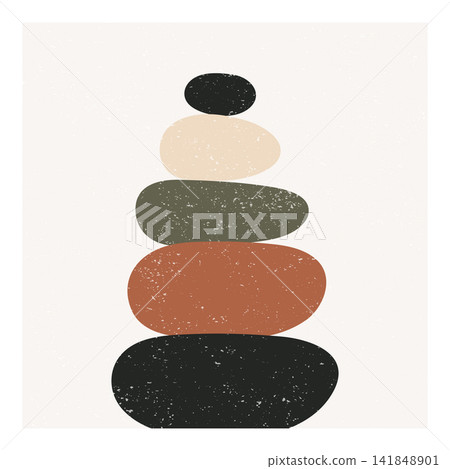 Abstract Stacked Stones Vector Illustration. Minimalist Balance Pebbles in Earth Tone Colors. Boho Zen Wall Art. Modern Organic Shape Square Composition Abstract Stacked Stones Vector Illustration. Minimalist Balance Pebbles in Earth Tone Colors. Boho Zen Wall Art. Modern Organic Shape Square Composition 141848901
