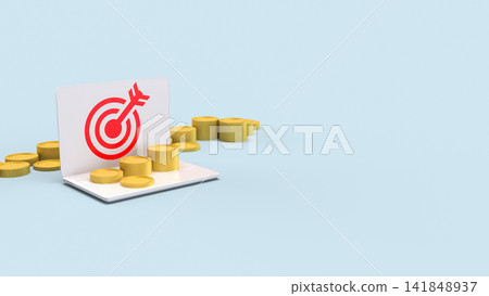 Financial Success Target With Gold Coins and Digital Growth 3d render. Financial Success Target With Gold Coins and Digital Growth 3d render. 141848937