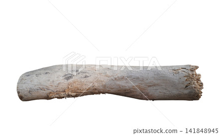 Decayed rustic weathered driftwood timber log isolated on clear white background, nature concept Decayed rustic weathered driftwood timber log isolated on clear white background, nature concept 141848945