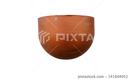 Classic rounded orange terracotta ceramic pot isolated on a white background, great for garden photography , nature concept Classic rounded orange terracotta ceramic pot isolated on a white background, great for garden photography , nature concept 141848952