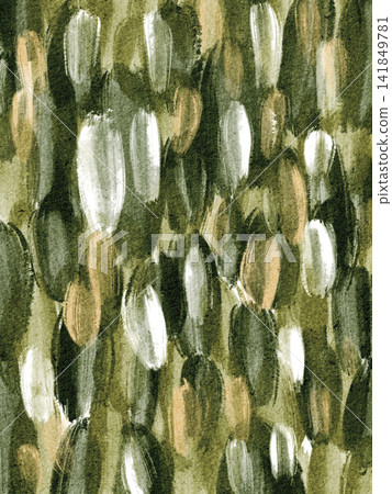 Beige Green Brown Watercolor Background With Hand Painted Strokes 141849781