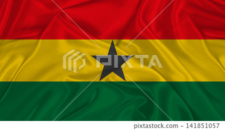Ghanaian flag with fabric texture. Realistic flag of Ghana waving, National flag Ghanaian flag with fabric texture. Realistic flag of Ghana waving, National flag 141851057
