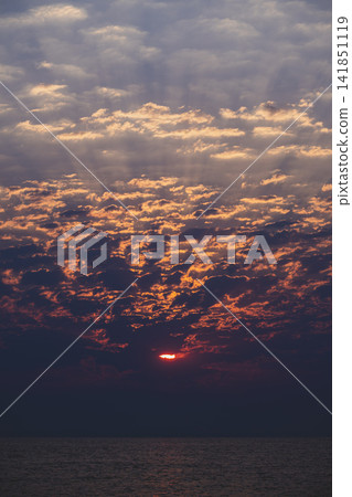 Spectacular Sunlight Breaking Through Colorful Clouds. Spectacular Sunlight Breaking Through Colorful Clouds. 141851119