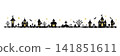Halloween night - silhouettes of a castle and a graveyard 141851611