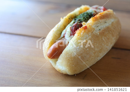 Hot dog on the table Hot dog on the table 141851621