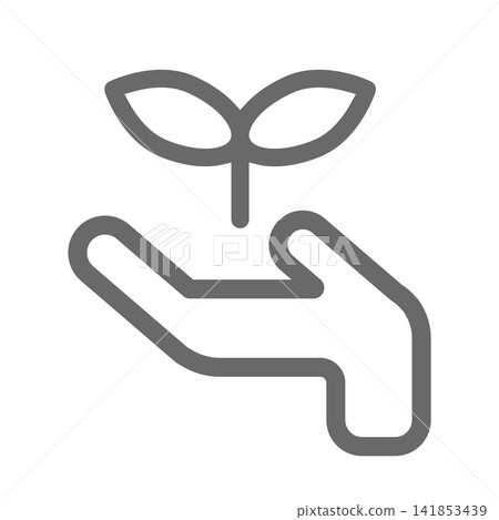 Eco-friendly, simple vector icons of leaves and hands. Eco-friendly, simple vector icons of leaves and hands. 141853439