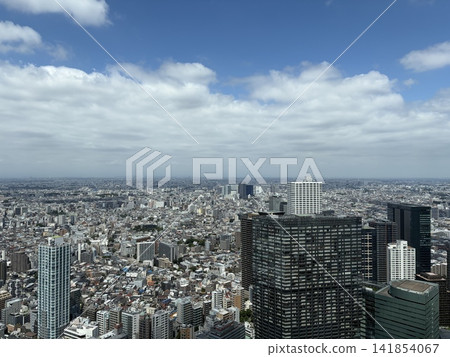 從觀景台上可以欣賞到新宿的摩天大樓和遠處東京晴空塔的景色。 從觀景台上可以欣賞到新宿的摩天大樓和遠處東京晴空塔的景色。 141854067