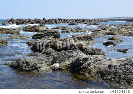 Rocky landscape on the Shonai coast Rocky landscape on the Shonai coast 141854338