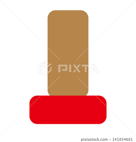 A seal with a wooden handle and a red seal face. A seal with a wooden handle and a red seal face. 141854681