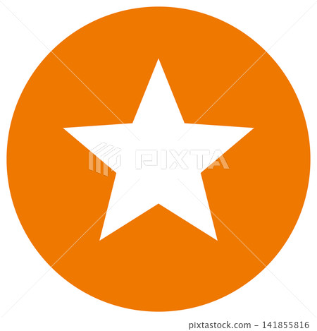 Star in a circle: White star in a yellow-red circle 141855816