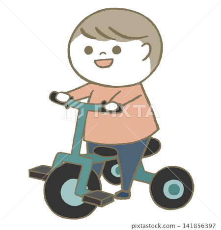 A child riding a tricycle 141856397