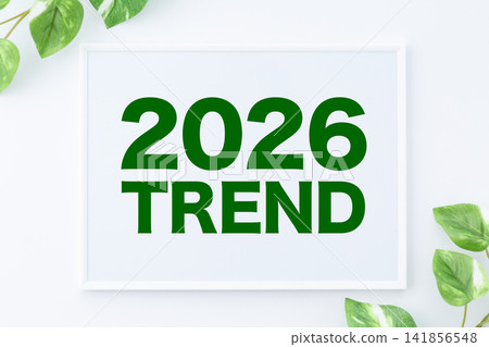 Whiteboard with the words "2026TREND" Whiteboard with the words "2026TREND" 141856548