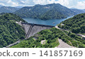 <Aerial view of Okutadami> Okutadami Dam and the lake surface in summer <Aerial view of Okutadami> Okutadami Dam and the lake surface in summer 141857169