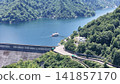 <Aerial view of Lake Okutadami> Lake and dam viewed from above Okutadami <Aerial view of Lake Okutadami> Lake and dam viewed from above Okutadami 141857170