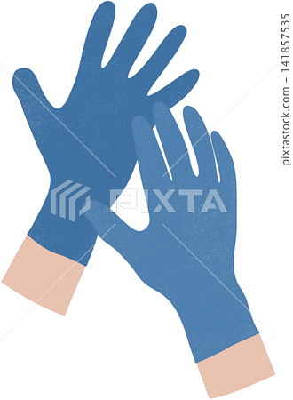 blue medical gloves blue medical gloves 141857535