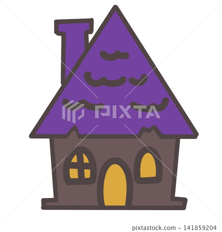 A haunted house with a purple roof A haunted house with a purple roof 141859204