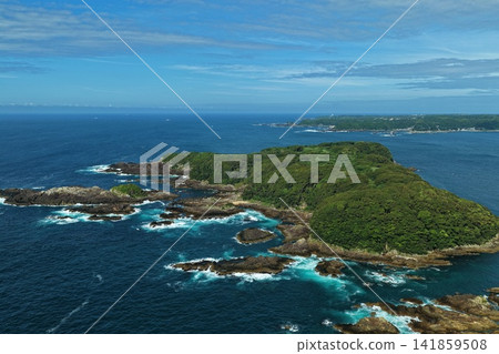 Aerial photograph capturing the island and coastline of Kushimoto Town, Wakayama Prefecture. Aerial photograph capturing the island and coastline of Kushimoto Town, Wakayama Prefecture. 141859508