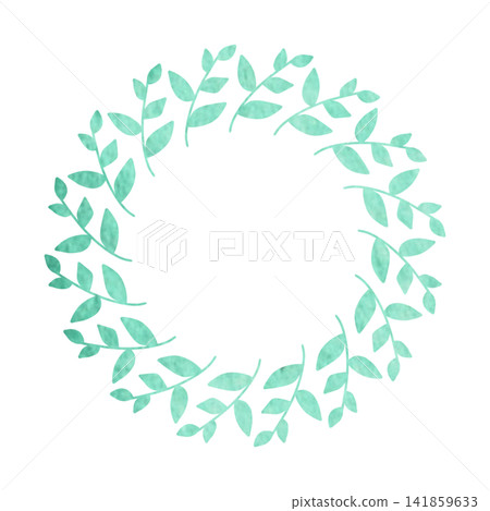 Simple green leaf frame illustration, watercolor style. Simple green leaf frame illustration, watercolor style. 141859633