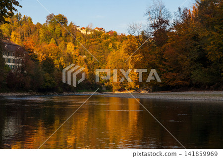 Autumn view of the Aare river near Bern, Switzerland Autumn view of the Aare river near Bern, Switzerland 141859969