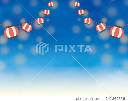 Lanterns in the night sky during a summer festival, watercolor background Lanterns in the night sky during a summer festival, watercolor background 141860336