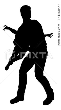 Silhouette Dad Father and Child Playing Silhouette Dad Father and Child Playing 141860546