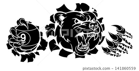 Bear and 9 Ball Nine Ball Pool Cartoon Mascot Bear and 9 Ball Nine Ball Pool Cartoon Mascot 141860559