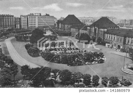 Old photo: Panorama of the Marunouchi exit of Tokyo Station in 1956 Old photo: Panorama of the Marunouchi exit of Tokyo Station in 1956 141860979