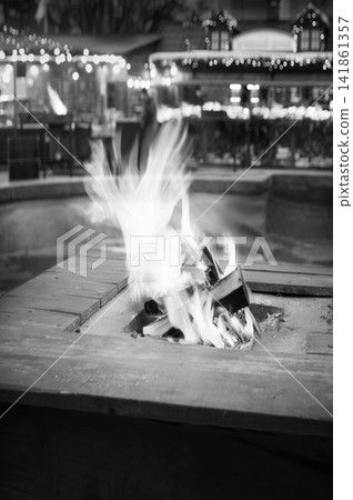 Fire near a cafe at the Christmas market Fire near a cafe at the Christmas market 141861357