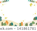 Simple and cute hand-drawn forest garland frame illustration 141861781