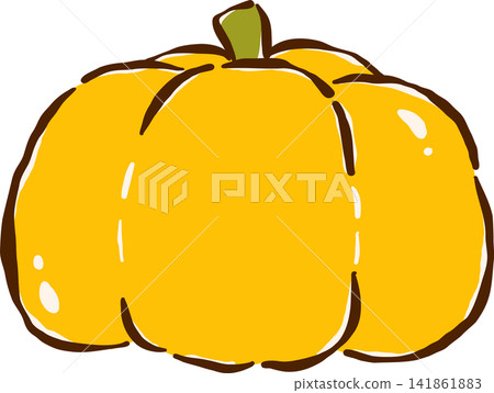 Hand drawn Illustration of a Yellow Pumpkin Hand drawn Illustration of a Yellow Pumpkin 141861883