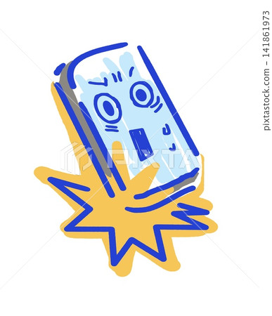 Dropped smartphone with a face Dropped smartphone with a face 141861973