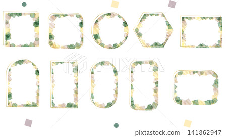 An elegant frame set with jewel-like transparency and gold accents. An elegant frame set with jewel-like transparency and gold accents. 141862947