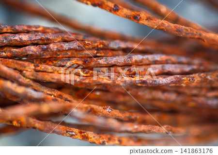 Detail of old rusty wire close-up Detail of old rusty wire close-up 141863176