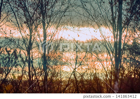 Sunset in late autumn in the North country Sunset in late autumn in the North country 141863412