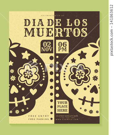 dia de los muertos event poster template vector illustration dia de los muertos event poster template vector illustration 141863612
