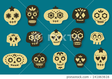 day of the dead calaveras collection vector illustration day of the dead calaveras collection vector illustration 141863616