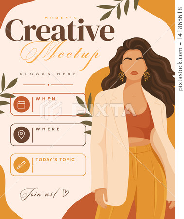 modern business woman conference flyer layout design modern business woman conference flyer layout design 141863618