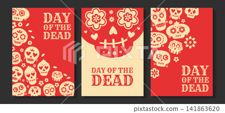 day of the dead poster set sugar skull floral vector illustration day of the dead poster set sugar skull floral vector illustration 141863620